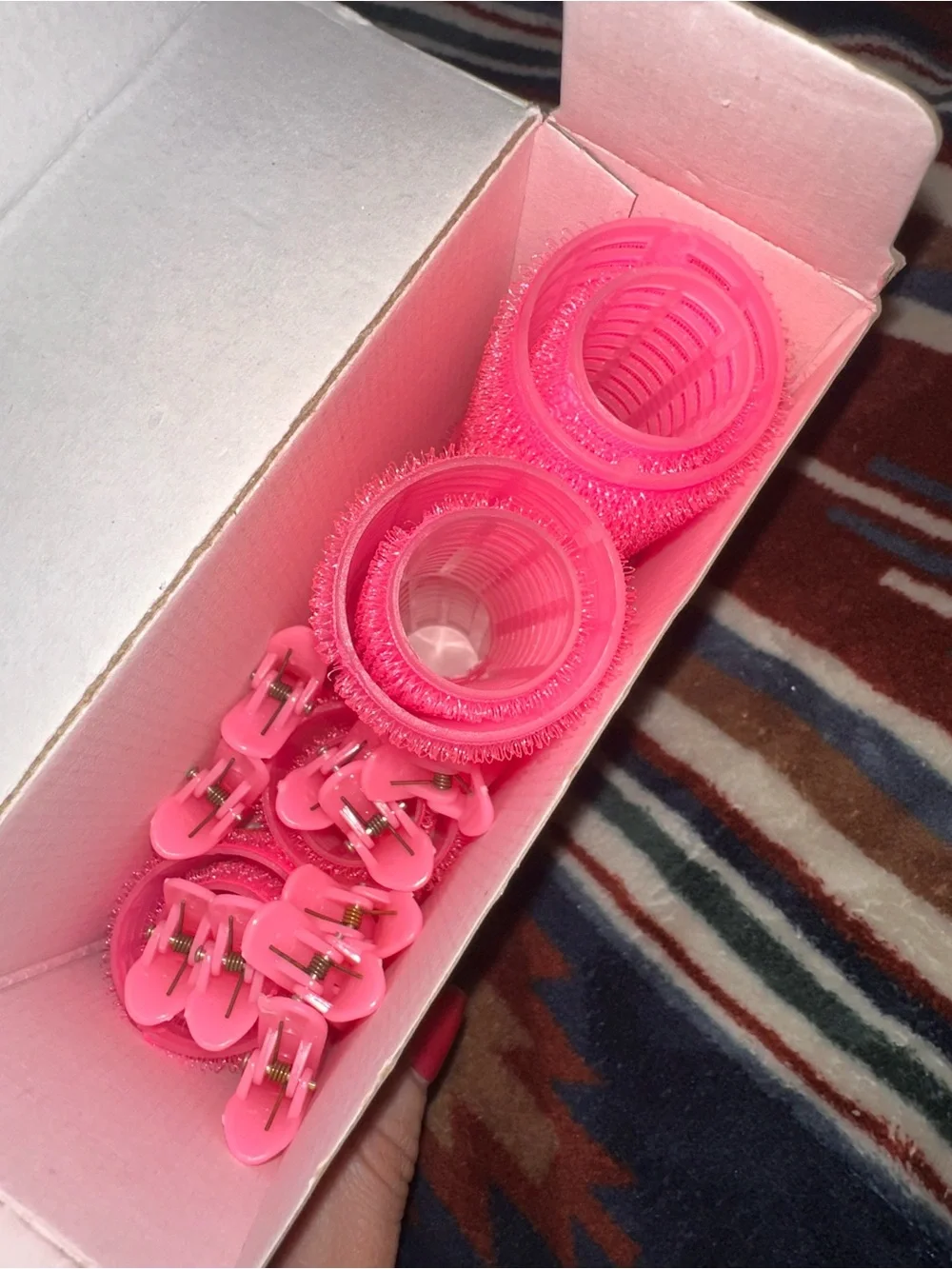 Pink Hair Rollers - 12 pcs